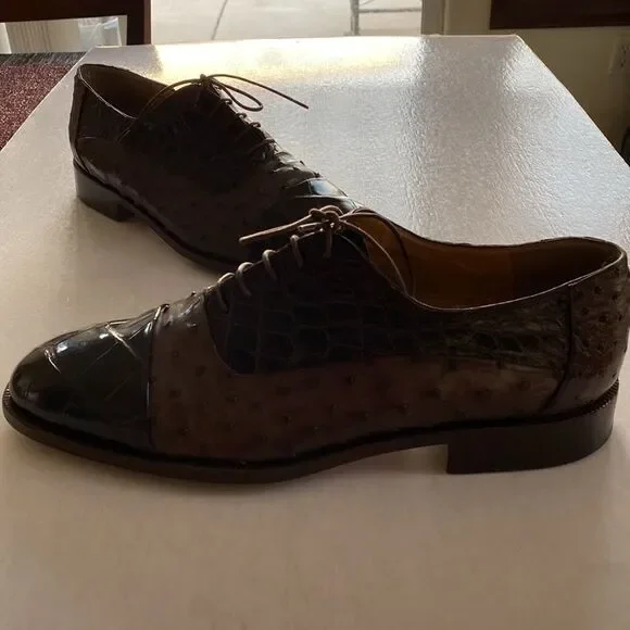 MAURI Men’s Genuine Alligator Leather Oxfords Size 11 M. Made in Italy. - Picture 4 of 11